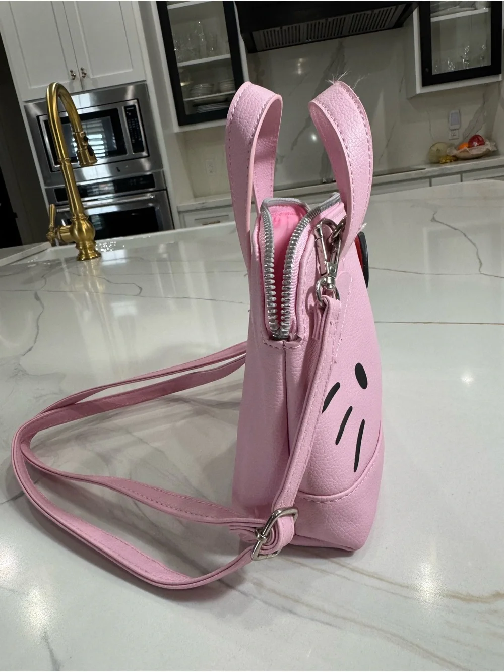 Hello Kitty Kids Pink Character Crossbody Purse with Bow Accent